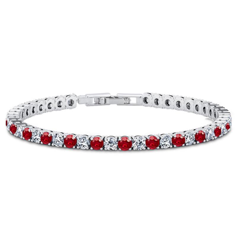 DiamondAura Tennis Bracelet (ruby red and white)